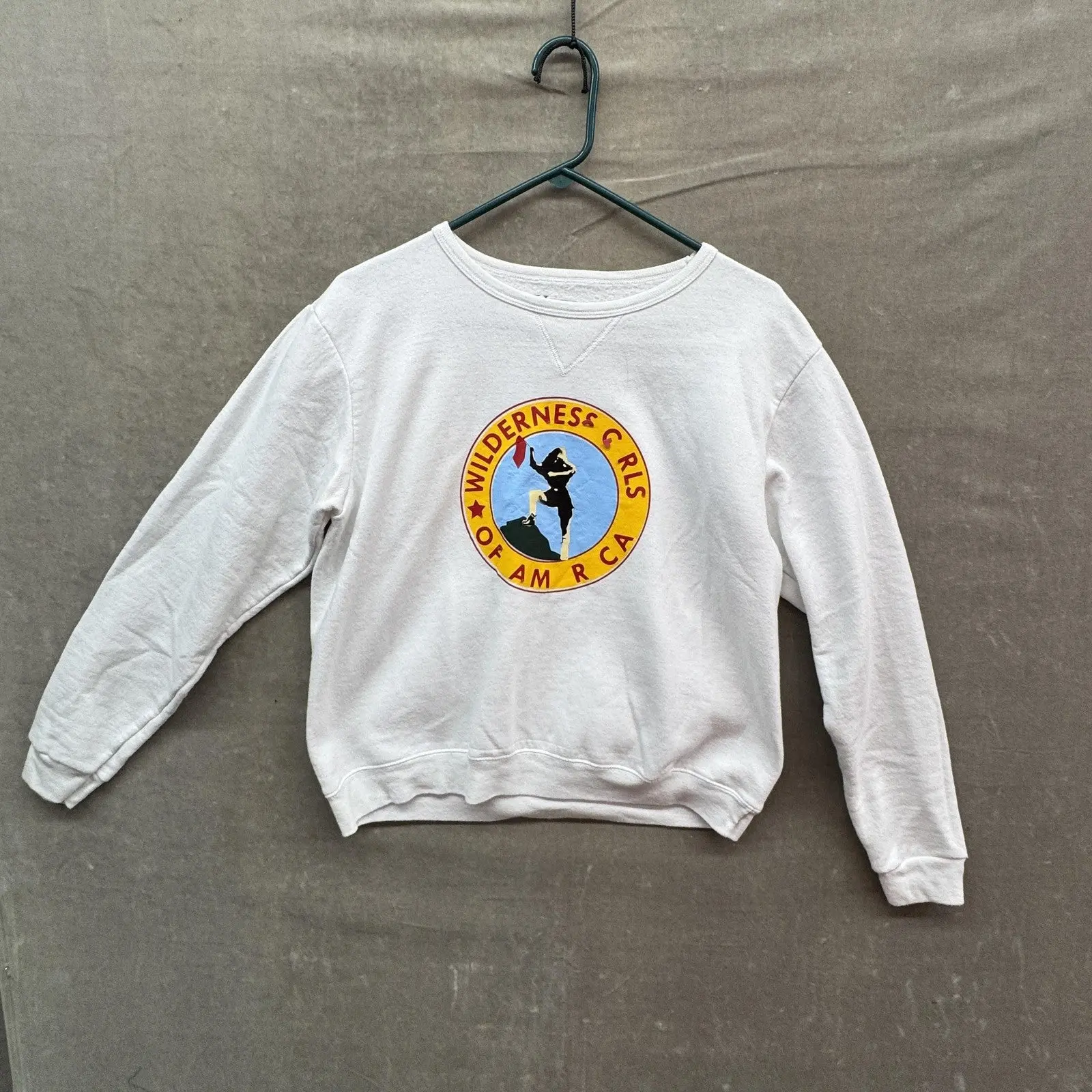 Hanes Sweatshirt Womens Medium White Wilderness Girls Graphic Crewneck Pullover
