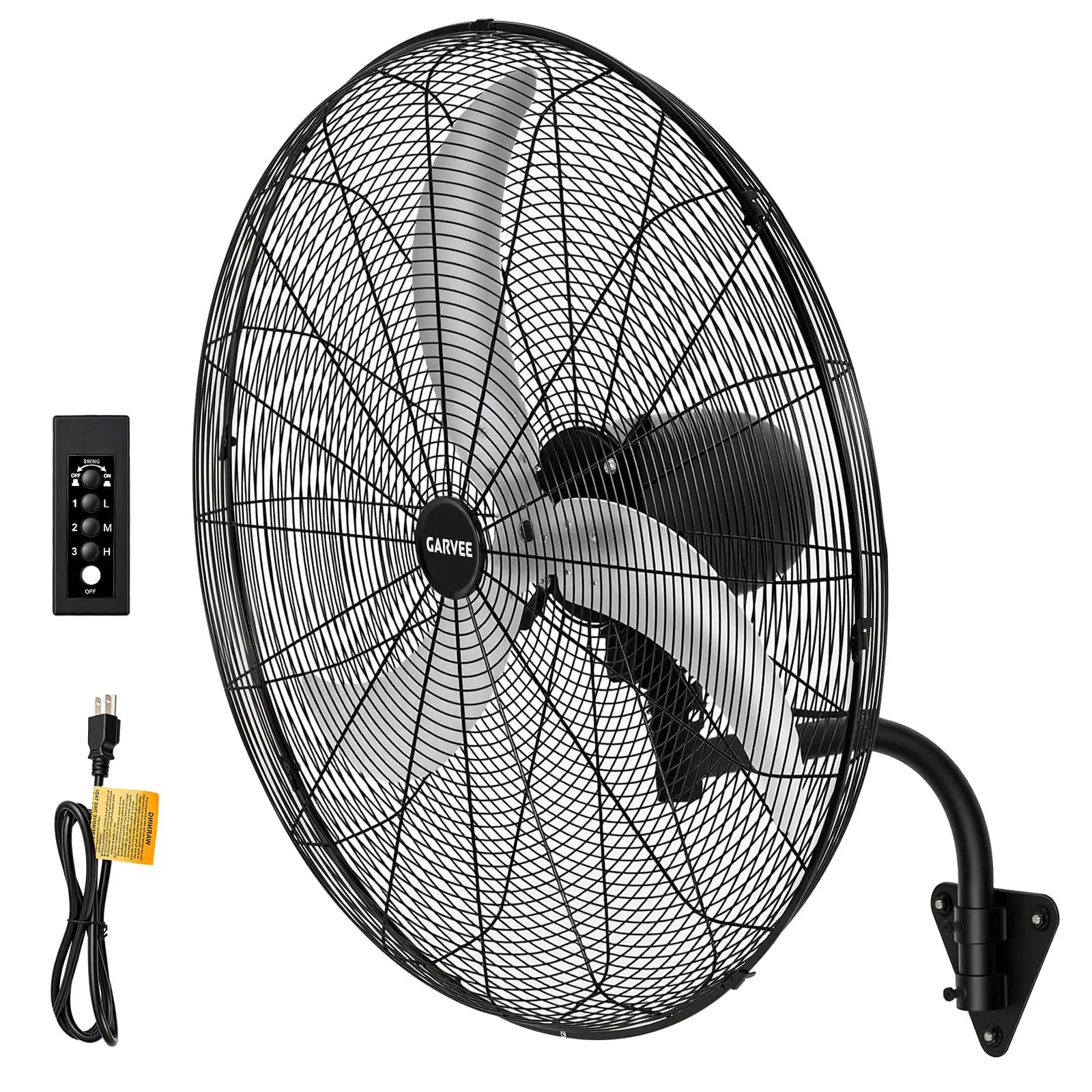 24" 7000 CFM Wall-Mount Misting Fan, 3 Speed High Velocity – IP44 Waterproof Oscillating Wall Fan with Controller for Home, Offices, Garage, Commercial & Warehouse
