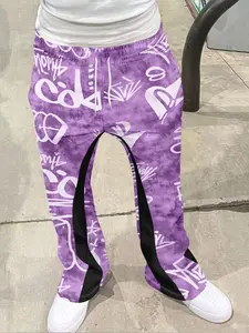 Men's Hip-Hop Tie-Dye Gradient Graffiti Casual Pants, Streetwear Essential Vibe, Y2K High Street Flare Pants, All Seasons