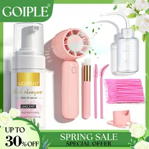 【Spring Glow-Up】3.38oz Lash Shampoo Kit for Eyelash Extensions & Gentle Mousse Cleanser & Mini Pink Handheld Fan - Easy for Beginners & Makeup Care