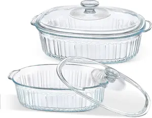 M MCIRCO 4-Piece Glass Casserole Baking Dish, Set of 2 Casseroles With Glass Lids, 1.9 Qt and 3 Qt Bakeware