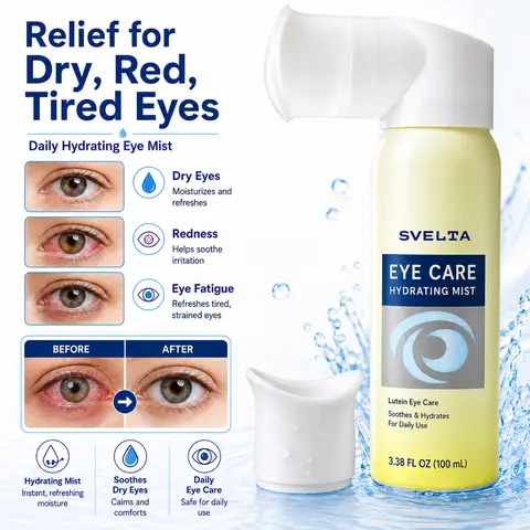 SVELTA Korean Lutein Eye Refresh Spray - 100ml (3 to 3.9 fl oz) Lightweight, Non-Irritating Kbeauty Formula with Hyaluronic Acid & Antioxidants, Even Spray Dry Relief & Skin Support Eye Treatment for Office Fatigue