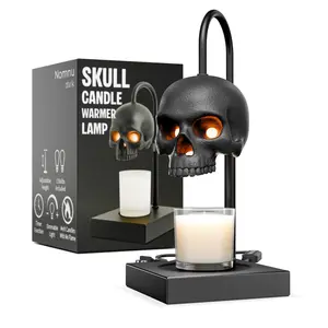 Skull Candle Warmer Lamp with Timer & Dimmer – Adjustable Height Gothic Candle Lamp (Candles Not Included)