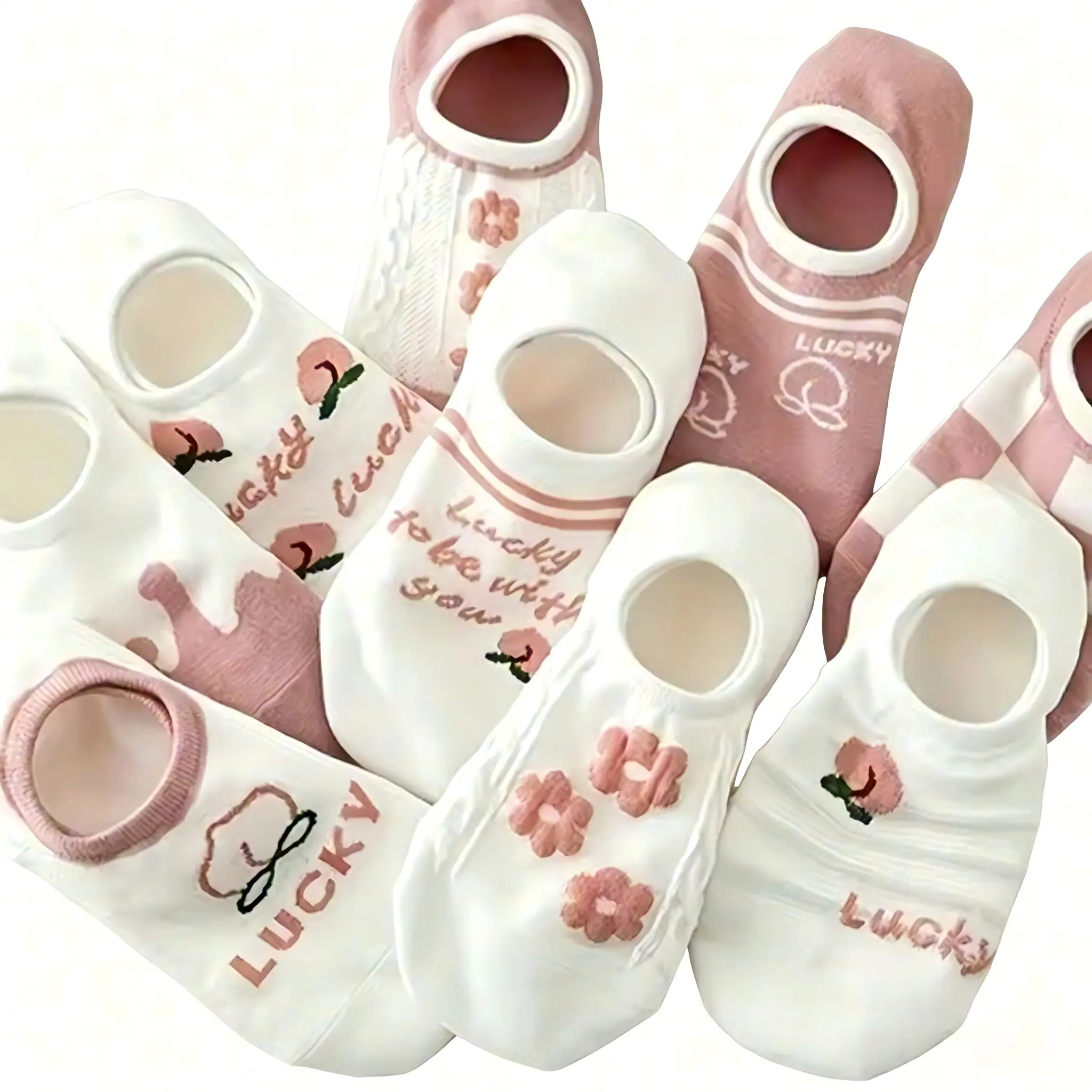 5/10/15 Pairs of Cute Printed Breathable Lightweight Socks - Made of Soft and Elastic Fabric, Suitable for Daily and Office Wear