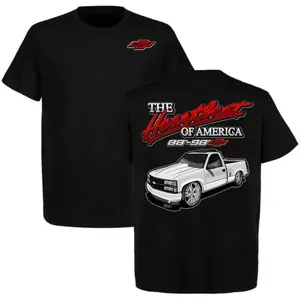 American Heartbeat 88-98 Chevrolet Truck T-shirt, vintage pickup truck pattern T-shirt for classic truck enthusiasts, retro cotton style gift for car lovers, 100% pure cotton, a gift for him (her), stylish and comfortable, unisex, fashionable and slim fit