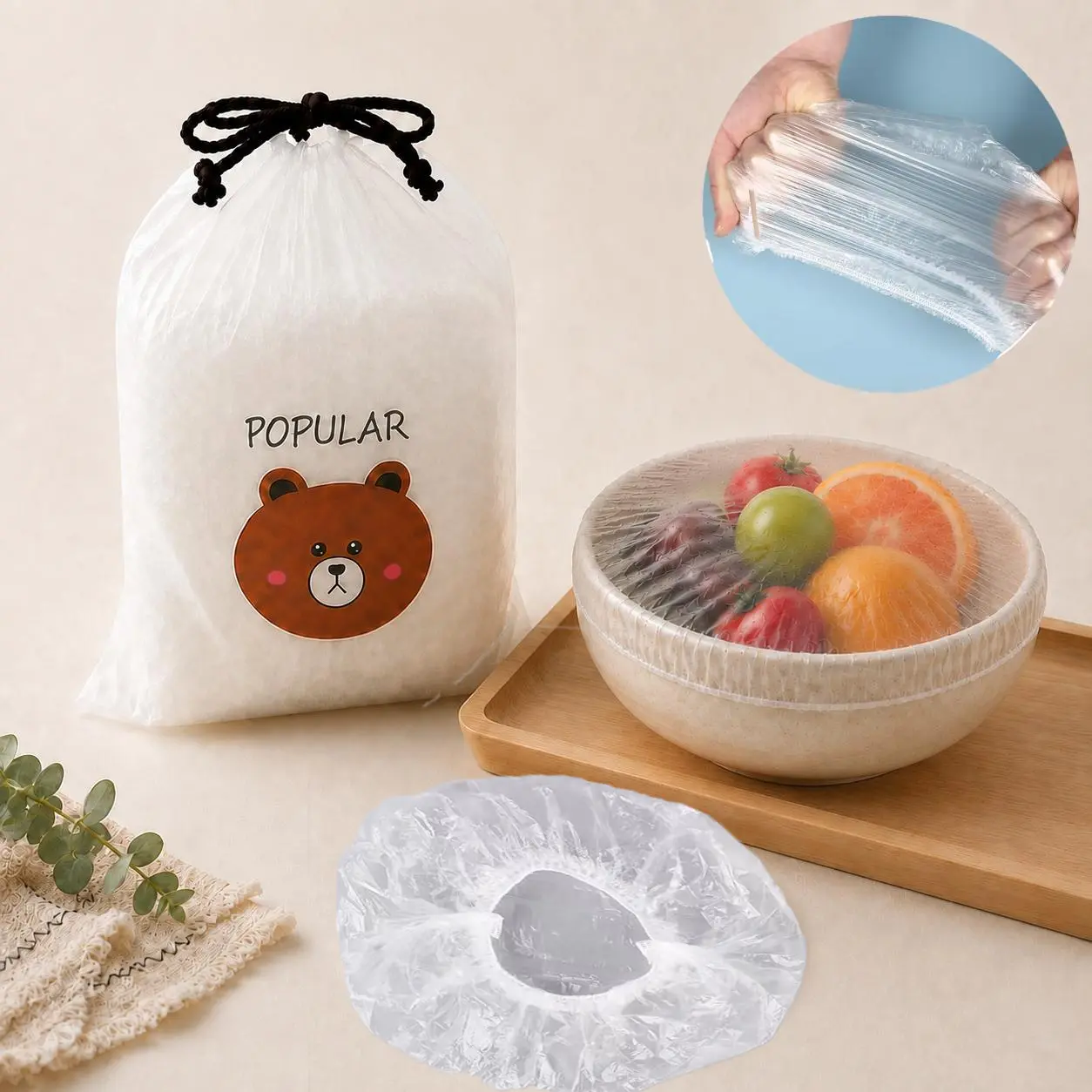 100PCS Elastic Stretch Food Covers, Universal Bowl & Container Covers, Plastic Wrap Alternative for Leftovers, Fruits, Vegetables, Meal Prep & Refrigerator Storage
