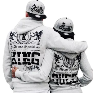King and Queen Couple Hoodie, Matching Crown Graphic Pullover, His and Hers Sweatshirt for Lovers, Cute Romantic Gift Outfit