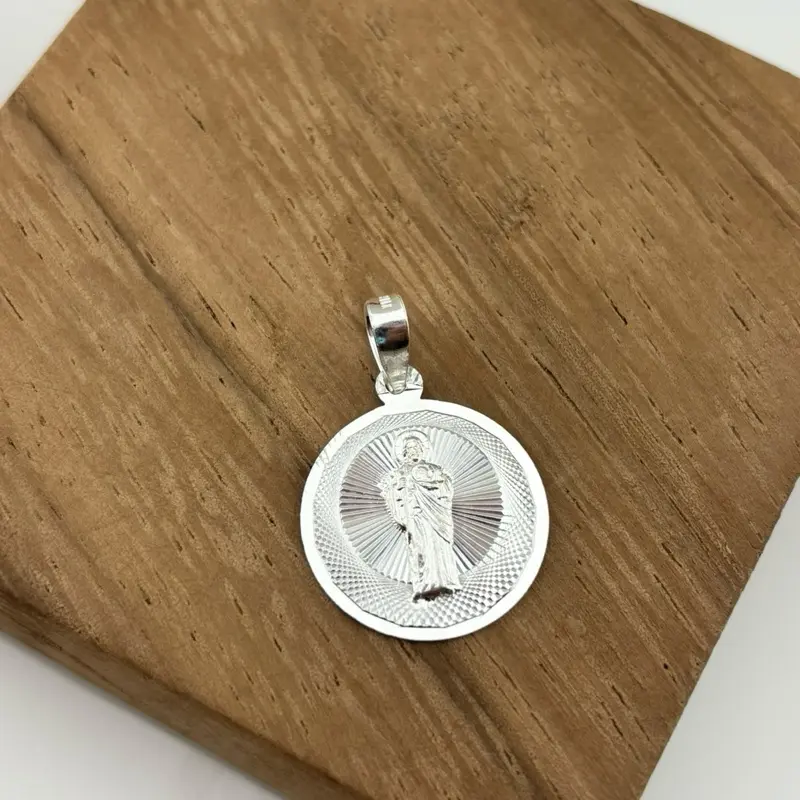 925 Silver Saint Jude Round Medal Pendant