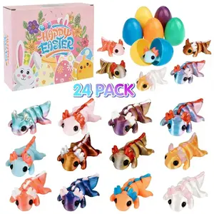 24 Pack Prefilled Easter Eggs with 3D Axolotl Toys – Mini Animal Fidget Figures, Easter Basket Stuffers for Toddlers Boys & Girls
