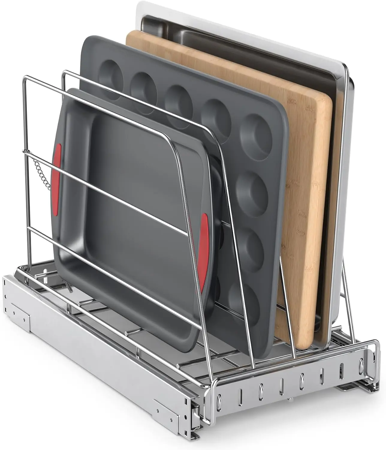 Pull Out Cabinet Organizer for Cutting Board, Cookie Sheet, Baking Sheet, Stainless Steel Sliding Rack for Bakeware & Trays, Heavy-Duty Cutting Board Organizer (9 x 16.5 (22.8 x 41.8 cm))
