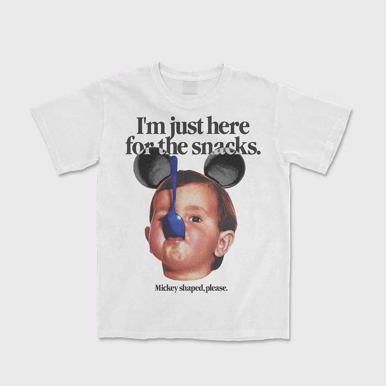 Unisex Short-Sleeve Round Neck Casual T-Shirt, Funny Magic Kingdom Nod Graphic Top, "I'm Just Here For The Snacks" Fast-Paced Sports & Outdoor Top, Tops, Sporty Chic