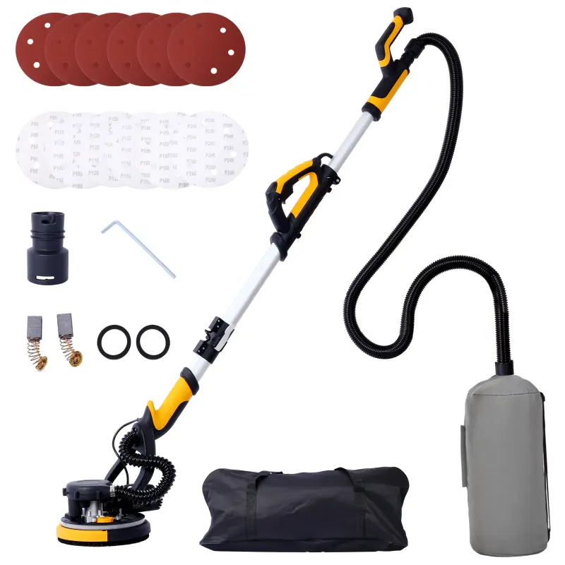 Drywall Sander, 780W Electric Drywall Sander with Vacuum Dust Collection  6.5A Motor Dustless Floor Sander with Variable Speed 900-1800RPM, LED Light, Extendable & Foldable Handle,