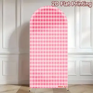 Custom 2-Sided Pink Grid Girls Birthday Party Baby Shower Cover Chiara Arch Background Decor Backdrop Party Decorations Banners