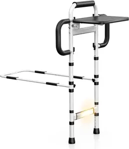 Bed Rails for Elderly Adults Safety,  Height Adjustable Bed Rail with Non-Slip Handle Foldable Desk & Motion Sensor Light Up to 350 Lbs Bed Rails for King Queen Full Twin Bed