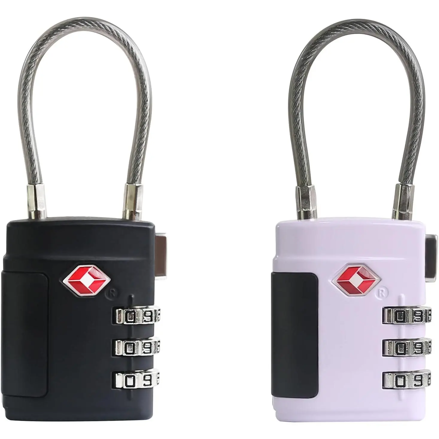 TSA-Approved Combination Padlocks with Cable, Combo Small Keyed Padlocks for Luggage, Gym Locker, Travel Safe, Suitcase, Backpack Zipper, Storage Box, Tsa-Approved Keyed Padlocks