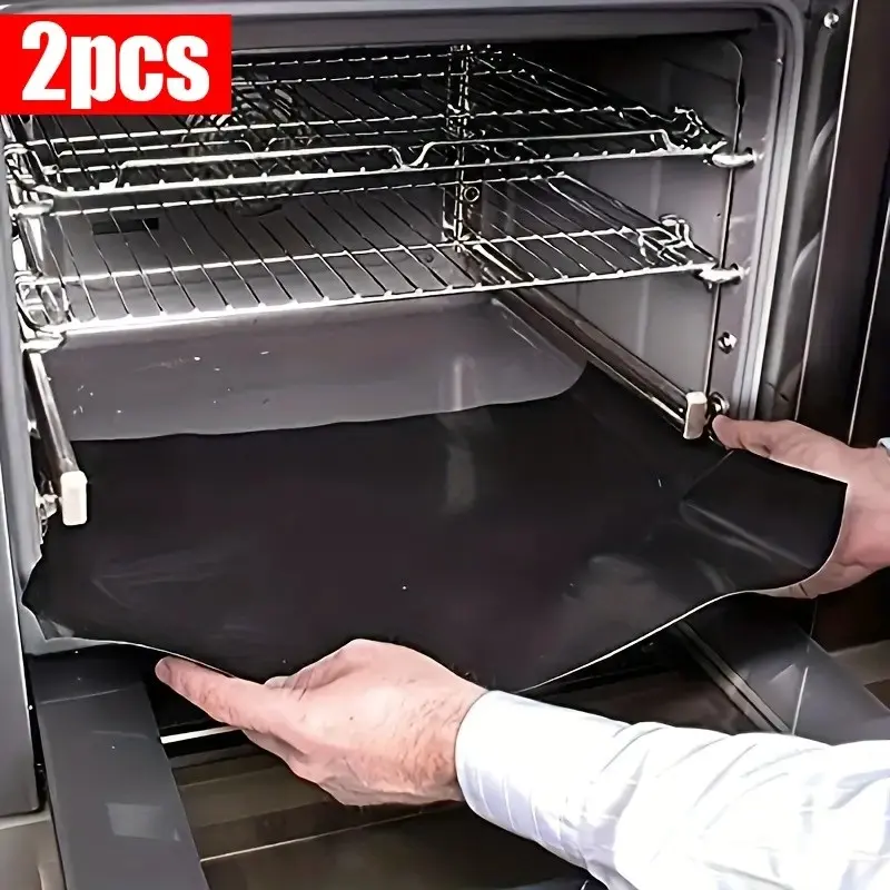 2-Pack 16x13 Inch Non-Stick Oven Pads, Reusable Teflon Coated Baking Mats, Microwave & Toaster Oven Liners, Heat Resistant, Dishwasher Safe, Baking Supplies, Bakeware
