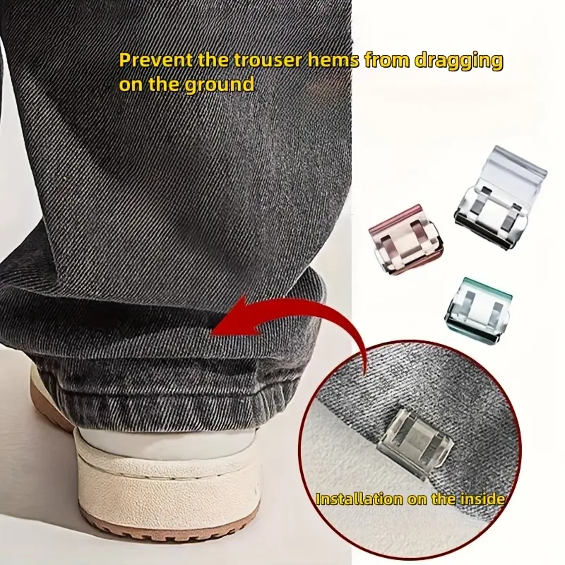 Jeans Leg Shortener, 4/8 Counts/set Invisible Fixed Hem Clip, No Sew Hidden Clip, Pants Leg Shortener, Pants Leg Shortener Tool, Sewing Supplies, Dragging, Shortening