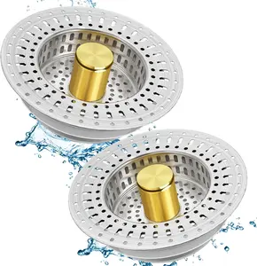 Upgraded 3-in-1 Kitchen Sink Drain Filter — Stainless Steel Sink Plug, Anti-Clogging Food Collection Basket for Sinks, Quick-Draining Odor-Filtering Sink Plug