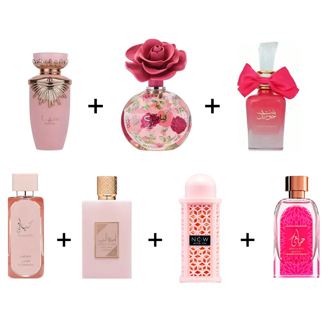Lattafa Women's 7-Piece Full Size Perfume Gift Set - A Curated Collection of Long Lasting Middle Eastern Fragrance EDP Sprays, Women's Fragrance