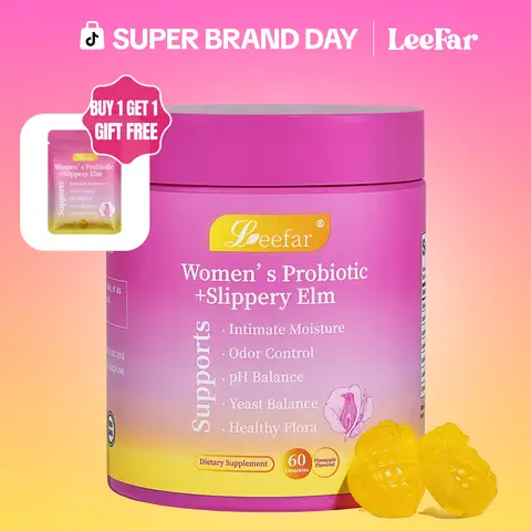 LEEFAR Her Juicy Feminine Probiotics Gummies- All in One Solution with Slippery Elm and Prebiotics&Lactobacillus Probiotic Blend for Women’s pH Balance and Dryness - Hawaiian Pineapple Gummies 60 Count probiotics women