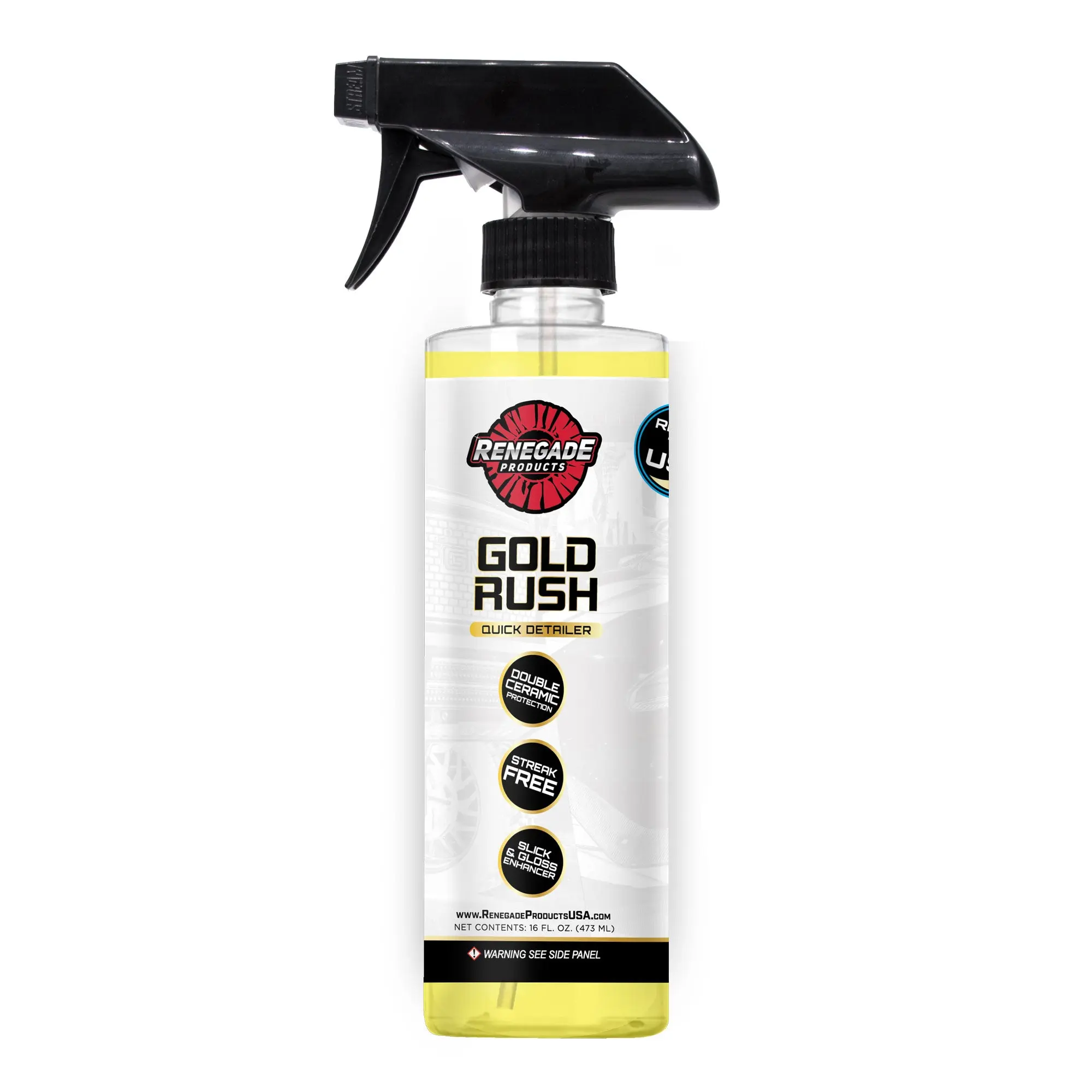 Renegade Products Gold Rush Quick Detailer 16oz – Double-Ceramic Waterless Wash for Gloss, Dust Removal & Clay Bar Lubrication