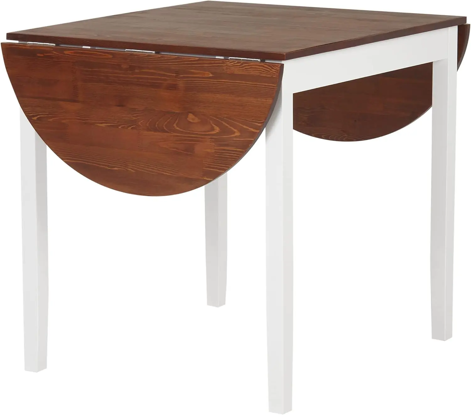 Folding Dining Table, Drop Leaf Kichen Dining Room Desk for Small Spaces, Small Kitchen, Expandable Folding Round Table for Home, Apartment,Office, Brown+White