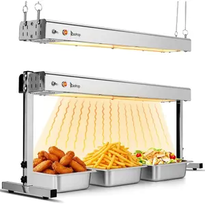 24 inch Food Heating Lamp, 1000W Commercial Food Heat Lamp, Hanging & Freestanding Stainless Steel Infrared Strip Heater, Food Warming Lamp Restaurant Equipment for Restaurant Kitchen Cafeteria