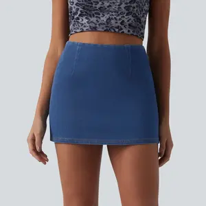 Halara Flex Denim High Waisted A-Line Micro Casual Skort