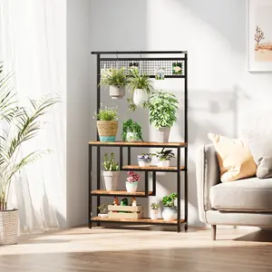 Hanging Plant Stand Metal Flower Pot Shelf Display Holder Planter Shelves Ladder Organizer Rack for Indoor&Outdoor Home, Garden