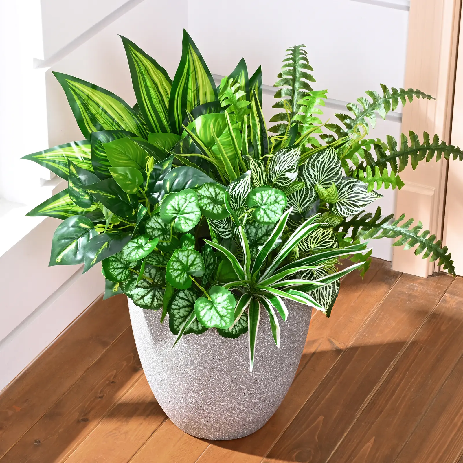 8/13 Bundles Artificial Greenery Plants Fake Plastic Leaves with Stems UV Resistant Large Bunches Outside Faux Plants Bushes for Outdoor Patio Garden Front Porch Yard Decor Home Decoration Bouquet Fake Flower Basket Decorative