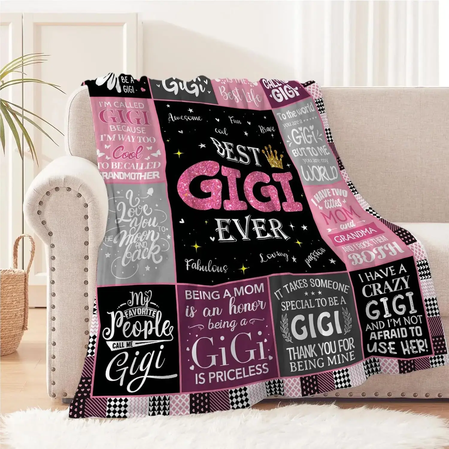 Gigi Gifts for Mothers Day, Gigi GiftsThrow Blanket, Birthday Gifts for Gigi from Grandkids, Gigi Gifts for Grandma, Present for Gigi from Grandchildren, Gigi Mothers Day Blanket Gifts
