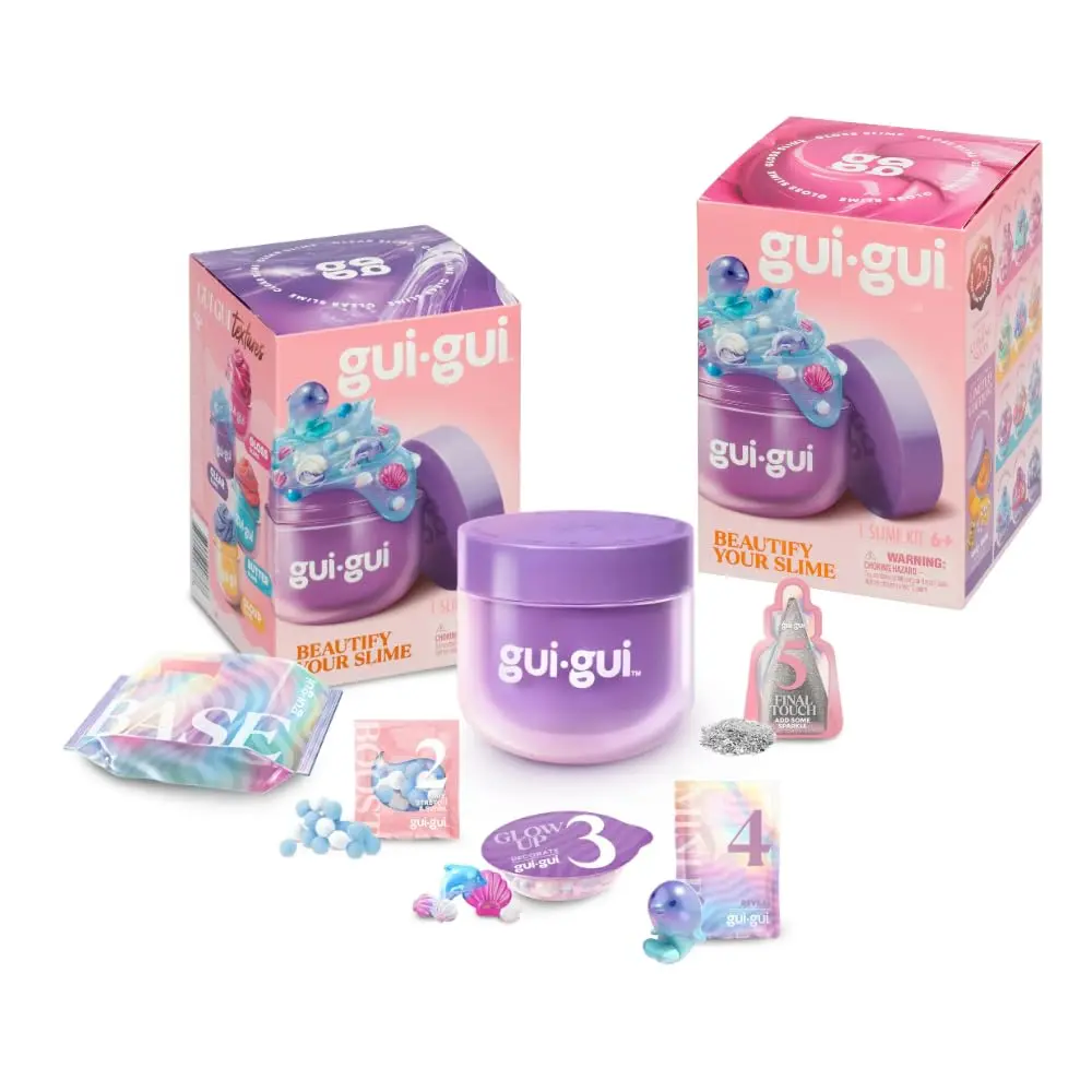 GUI GUI Surprise Slime Squishy Fun Set, 2-Random Pack Bundle - Customizable Reusable Slime with Varied Toy Gifts, for Ages 6+
