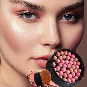 Long Lasting Blush Beads with Brush, 1 Count Lightweight Blush Beads Palette, Natural Look Blush for Daily Makeup, Multifunctional Blush Suitable for Daily and Evening Use, Cosmetic, Beauty Cosmetics, Glow