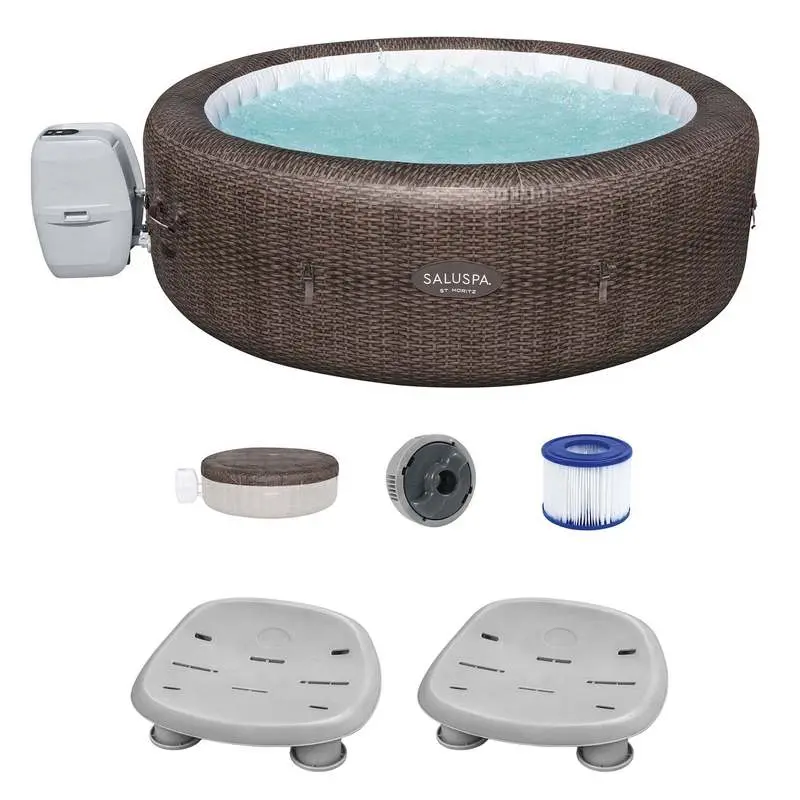Coleman St Moritz AirJet Inflatable Hot Tub with 2 SaluSpa Non Slip Seat