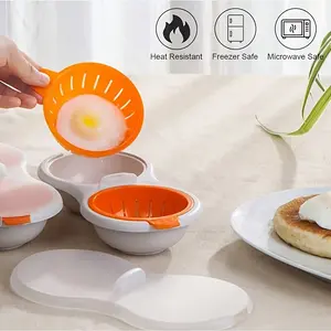 Mini 2-Grid Egg Cooker, Creative Microwave Steamer Bowl, Dual-Layer with Lid, Kitchen Gadget, Ideal for Cooking Eggs