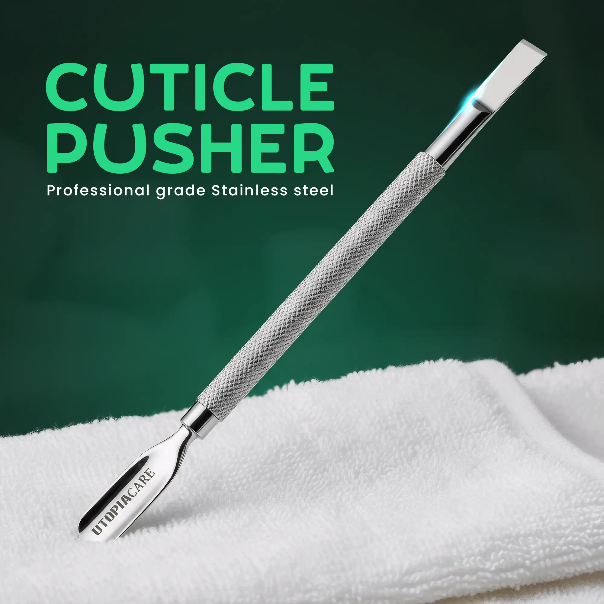 Utopia Care Dual-Action Stainless Steel Cuticle Pusher and Remover - Cosmetic Manicure Tool for Salon-Quality Manicure and Pedicure
