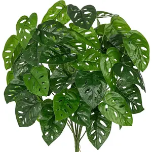 Artificial Greenery Stems Monstera Plants - 6 Pcs Faux Monstera Leaves Branches 35.4" Long Fake Green Plant Leaf Artificial Tropical Plant for Vase Filler Decor Indoor Outdoor Home Centerpieces
