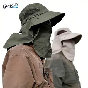 UPF 50+ UV Protection Detachable Fisherman Sun Hat | SunSafeTok FishingTok OutdoorTok Breathable Wide Brim Bucket Hat with Face Neck Flap | for Fishing Hiking Camping Gardening Summer Outdoor Sports