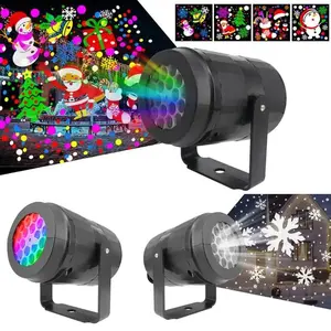 USB rotating Christmas LED projection lamp, featuring small LED projector with Santa Claus, snowflakes and festive designs - USB-powered bedroom interior decoration, Led Party Light, party, holiday celebration, indoor Christmas decorations, gift