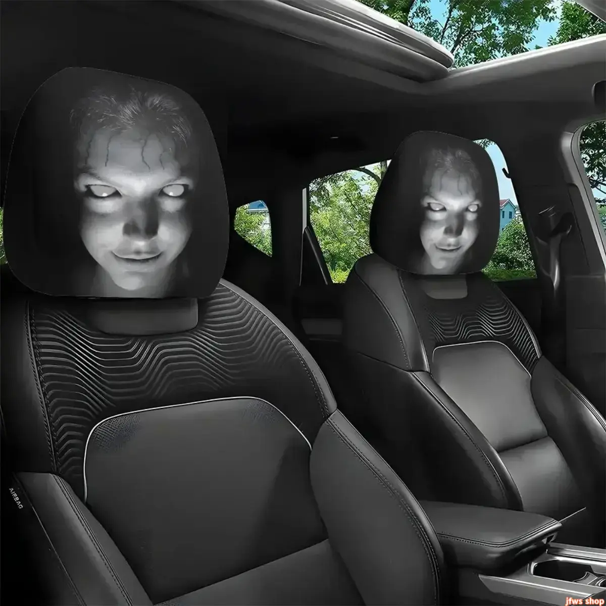 2-Piece Car Headrest Cover Set, Auto Seat Protectors, Resilient Fabric Luggage Accessory, Quick Install, Washable Refresh, Stylish Look, Portrait-Friendly, Universal for Trucks SUVs, Fits Most Cars