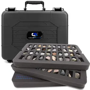 CASEMATIX Hard Shell Crystal Storage Case with 80 Slot Foam, Customizable Layer for Large Gems, Minerals, Geodes, Specimens & Healing Tool Organizer