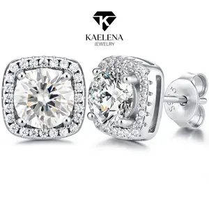 KAELENA Halo Square Lab-Grown Moissanite Earrings D Color VVS Moissanite Studs, Crafted in S925 Sterling Silver, GRA Certified Jewelry — Ideal Gift for Valentine's Day, Birthdays, and Anniversaries