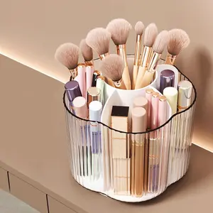 Multi-grid Makeup Brush Holder, Rotatable Modern Cosmetic Brush Lipstick Organizer, Beauty Organizer, Desktop Makeup Organizer, Cosmetics Organizer, Desk Storage Box Countertop Storage Container for Home Dormitory Bathroom Salon