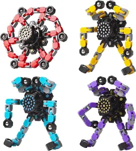 Transformable 4pc Robot Fidget Spinners | 2-in-1 Shape-Shifting Sensory Toys | The Viral DIY Fingertip Gyro for Kids & Adults | Ultimate Stress Relief Easter Stuffer