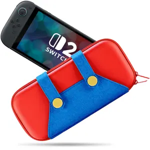 Switch 2 Case Compatible with Nintendo Switch/OLED 2025, Carrying Fun Case with 10 Game Cartridge Holders, Slim Storage Pouch - Red Blue