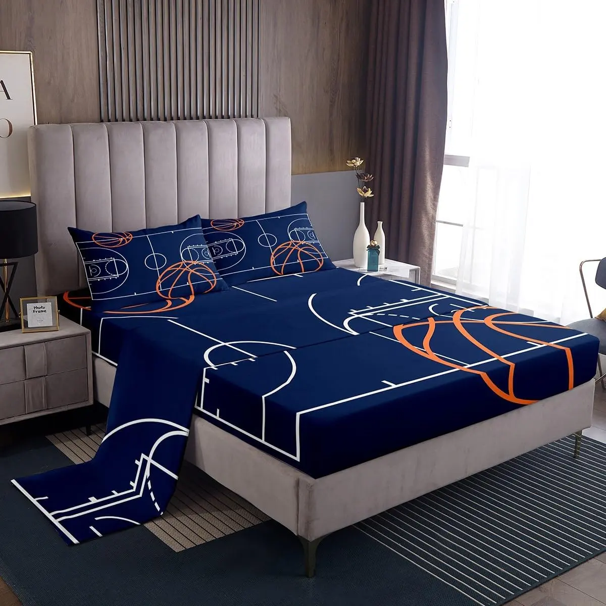Feelyou Decorative Microfiber Bedsheet Sets - Navy Blue, Soft and Breathable Microfiber Sheets, Machine Washable Multi-Size Bedding with Fitted Sheet for Boys' Sport Bedroom, Decorative Bedsheet Sets, Soft And Breathable Sheets