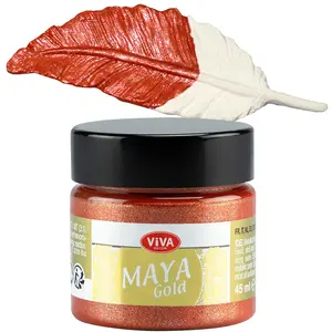 Viva Decor Maya Gold (Copper) Acrylic Paint - 1.52 Fl Oz, Acrylic Base, Luxurious Metallic Shine, Impact-Resistant, Smudge-Proof, Weatherproof Office Art Supply for Creative Works on Wood, Glass