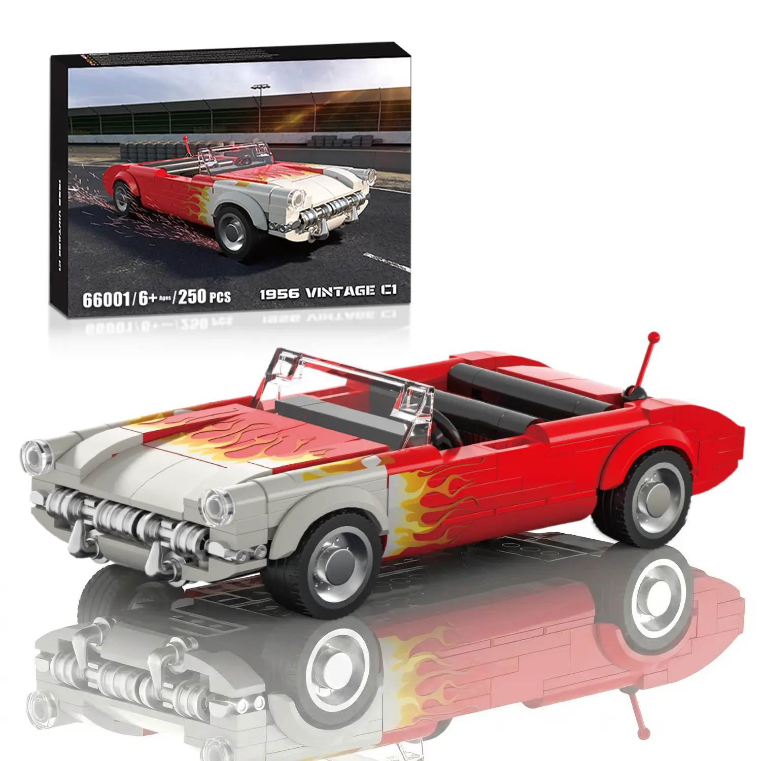 249-Piece Vintage Classic Sports Car MOC Building Blocks Set - Model Kit with Rubber Tires, Detailed Interiors, Sleek Curves, Sparks Creativity, DIY Learning Toy for 6-8 Years Kids, Development Gift & House Decoration