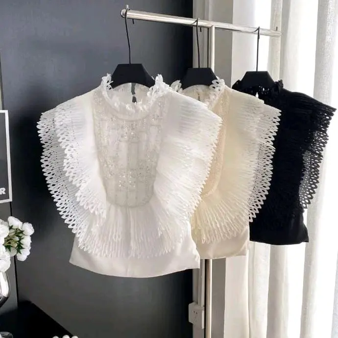 Women's Ruffled Blouse - Elegant Lace Design, Perfect for Casual & Formal Wear