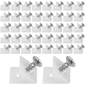 120 Pcs Plastic Drawer Reinforcement Repair Kit Drawer Bottom Support Brackets with Screws for Fixing Sagging Furniture Drawers